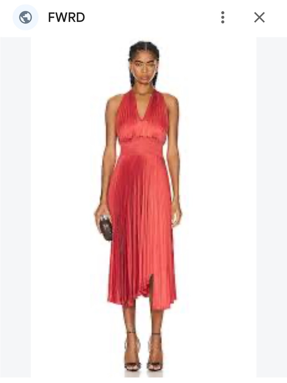 A.L.C. Red Pleated V-Neck Maxi Dress